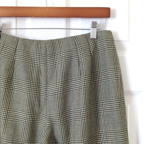 Talbots 90's Vintage 100% Wool Plaid High Rise Straight Leg Trousers Sage 10P - Picture 14 of 16